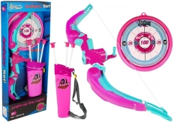 Arc avec bouclier + 3 flèches à ventouse rose