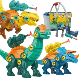 WOOPIE dinosaures à assembler 3 pcs dans une valisette avec perceuse et tournevis
