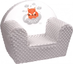 Fauteuil enfant en minky avec motif renard – gris