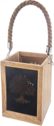 Lanterne en bois de manguier 20 cm avec motif d’arbre