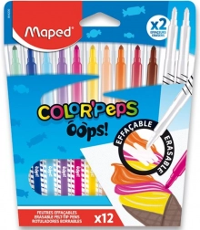 Feutres MAPED Color’Peps Oops 12 couleurs + 2 effaceurs