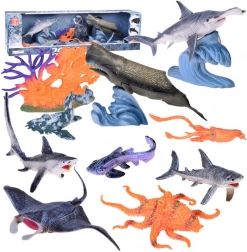 Set d’animaux marins réalistes – figurines raie manta, cachalot, calmar, requins et plus