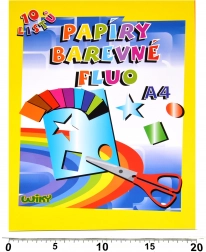 Papiers fluorescents colorés A4, 10 feuilles