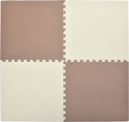 Tapis en mousse HUMBI 120 × 120 cm – grand puzzle imperméable, sûr pour les enfants, crème et cuivre, 4 pièces