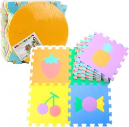 Tapis éducatif en mousse EVA – fruits et gourmandises, 16 pièces