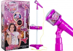 Microphone pour enfants sur trépied avec projecteur et connexion MP3
