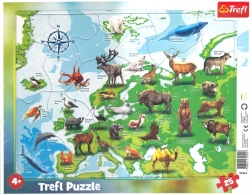 TREFL Puzzle Carte de l'Europe avec Animaux 25 pièces