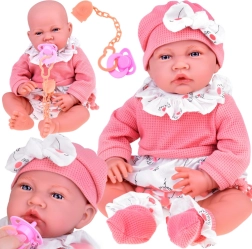 Bébé interactif 45 cm – corps souple et ensemble rose avec sucette