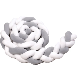 Tour de lit tressée 180 cm blanc + gris