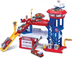 Caserne de pompiers avec garage et hélicoptère 38 cm