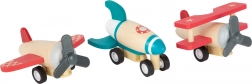 Jouets en bois à remontoir – avions et fusée
