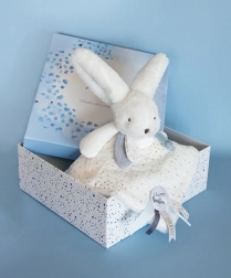 Coffret cadeau Doudou bleu - lapin avec couverture