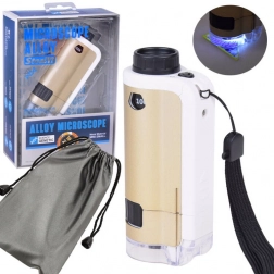 Microscope de poche en métal pour enfants 100x–250x avec LED
