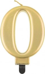 Bougie de gâteau dorée chiffre 0