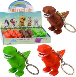 Porte-clés dinosaure avec lumière LED et son