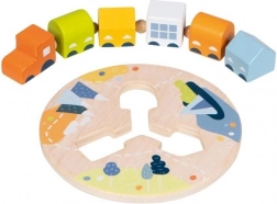 goki petit train en bois à enfiler avec cinq wagons