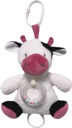 Boîte à musique vache blanc-bordeaux 18 cm