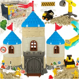 Set créatif avec sable pour enfants 1100 g - château, véhicules, moules et figurines