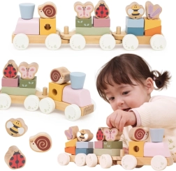 Viga train éducatif printanier en bois, 18 pièces