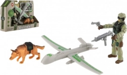 Set de jeu militaire avec drone, soldat et chien