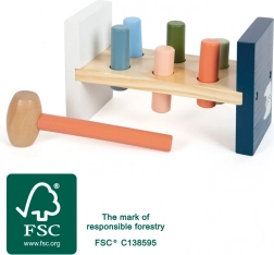 Banc à marteler en bois ARCTIC avec ours polaire