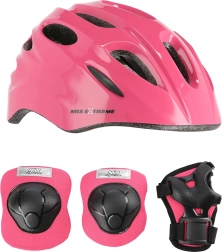 Ensemble casque et protections pour enfants NILS Extreme rose – TAILLE XS