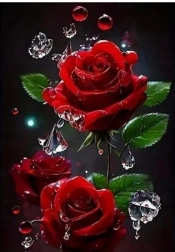 Mosaïque diamant Rose rouge 30x40 cm