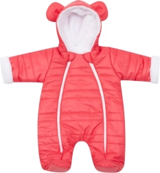Combinaison d’hiver pour bébé avec capuche et oreilles New Baby Pumi rouge framboise