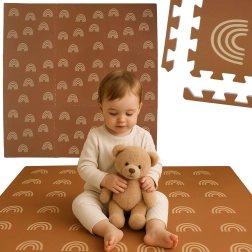 Tapis en mousse HUMBI 180 × 180 cm – arcs bruns, 9 pièces, étanche et sûr