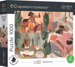 Puzzle TREFL UFT Yoga, Cats & Coffee Bonjour 1000 pièces