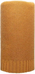 Couverture tricotée en bambou 100 × 80 cm moutarde