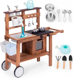 Cuisine boueuse d’extérieur pour enfants en bois de sapin ECOTOYS avec accessoires