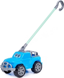 Voiture à tirer bleue avec poignée pour enfants