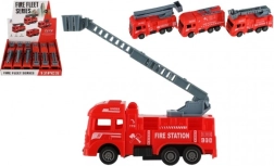camion de pompiers en plastique 11 cm à rétrofriction, 4 modèles, boîte de 12 pcs