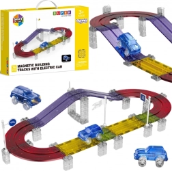 Piste de course magnétique WOOPIE avec petite voiture, 76 pièces