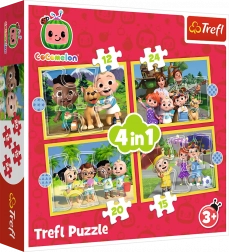 Puzzle 4 en 1 Cocomelon, Découvre les héros Trefl