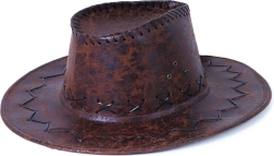 chapeau de cow-boy en similicuir marron pour adultes