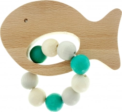 Hochet en bois Poisson turquoise