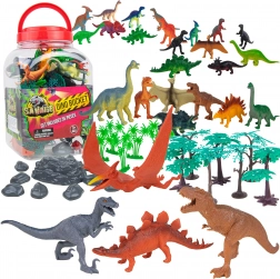 Boley figurines de dinosaures en seau – set de 55 pièces T‑Rex et ses amis