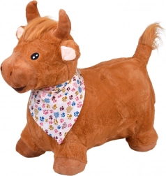 Taureau sauteur gonflable en peluche avec foulard et pompe