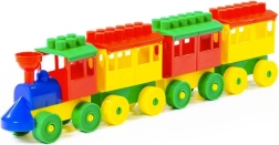 Petit train de construction en plastique avec 3 wagons