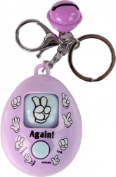 Porte-clés violet avec jeu pierre-papier-ciseaux