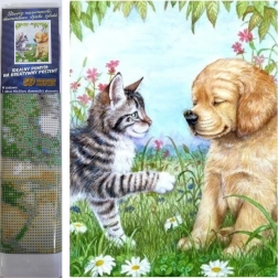 Peinture diamant Chiot et Chaton 30 × 40 cm