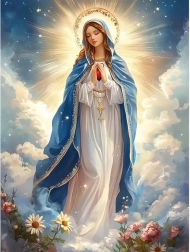 Peinture diamant Vierge Marie dans les nuages 30 × 40 cm
