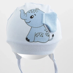 Bonnet pour bébé en coton New Baby Happy Elephant bleu