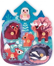 Janod puzzle à encastrer en bois animaux de la forêt