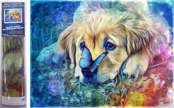 Peinture diamant – chien avec nœud papillon 30 × 40 cm