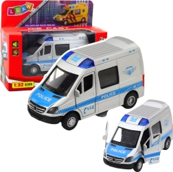 Voiture de police métallique 1:32 à rétrofriction, avec lumières et sons