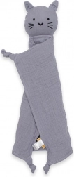 doudou en mousseline New Baby chat gris