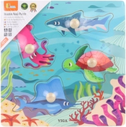 Puzzle à boutons en bois Animaux marins Viga